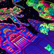 Lord Hanuman: Psychedelic UV - XL Dark Tapestry - Image 5