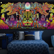 Lord Hanuman: Psychedelic UV - XL Dark Tapestry - Image 3