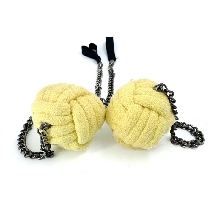 Monkey Fist Fire Poi with Chains and Double-Loop Handles