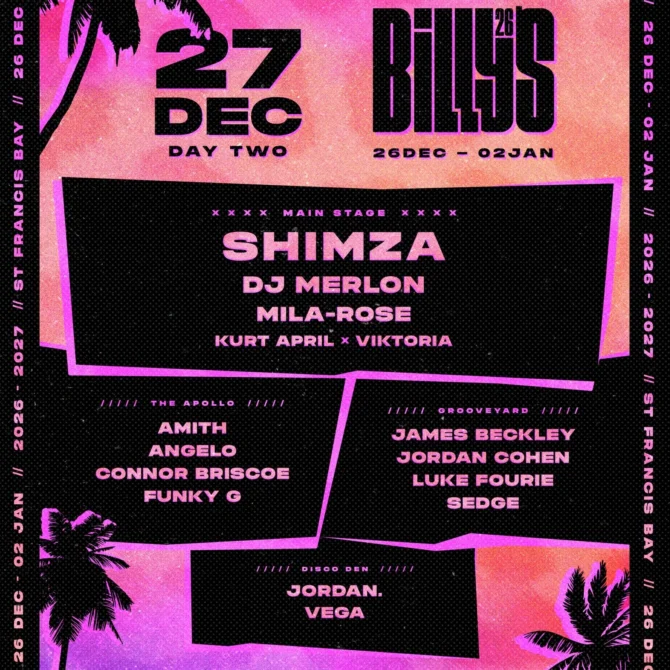 Billy Beachs 2026 Lineup graphic day 2