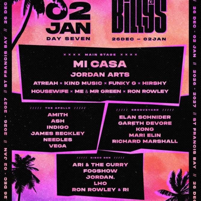 Billy Beachs 2026 Lineup graphic day 7